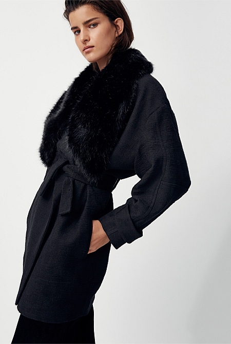 Black Cocoon Coat - Collection 4 | Country Road