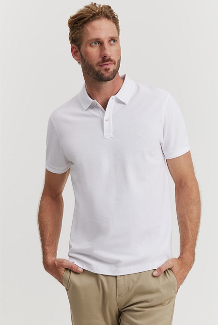 White Australian Cotton Pique Polo - T-Shirts | Country Road