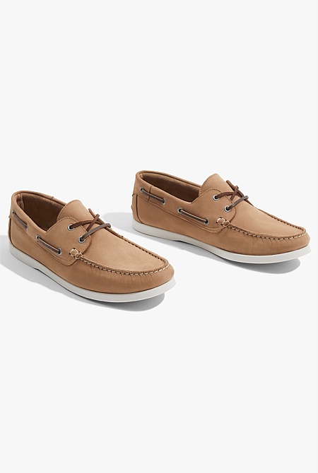 Flynn Nubuck Leather Boat Shoe - Casual Shoes | Country Road