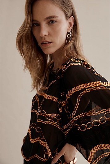 Black Chain Print Blouse - Shirts | Country Road