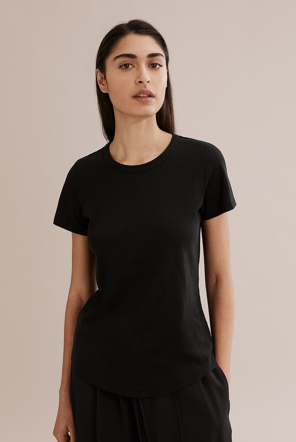 Black Short Sleeve Australian Cotton Slub T-Shirt - T-Shirts & Tops ...